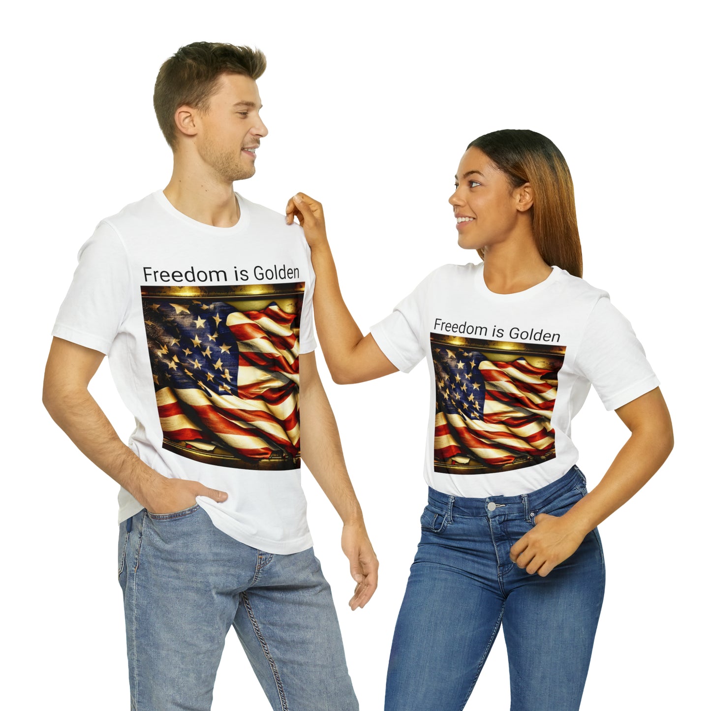Unisex Jersey Short Sleeve Tee - Freedom Is Golden Unisex Retro America T-shirts