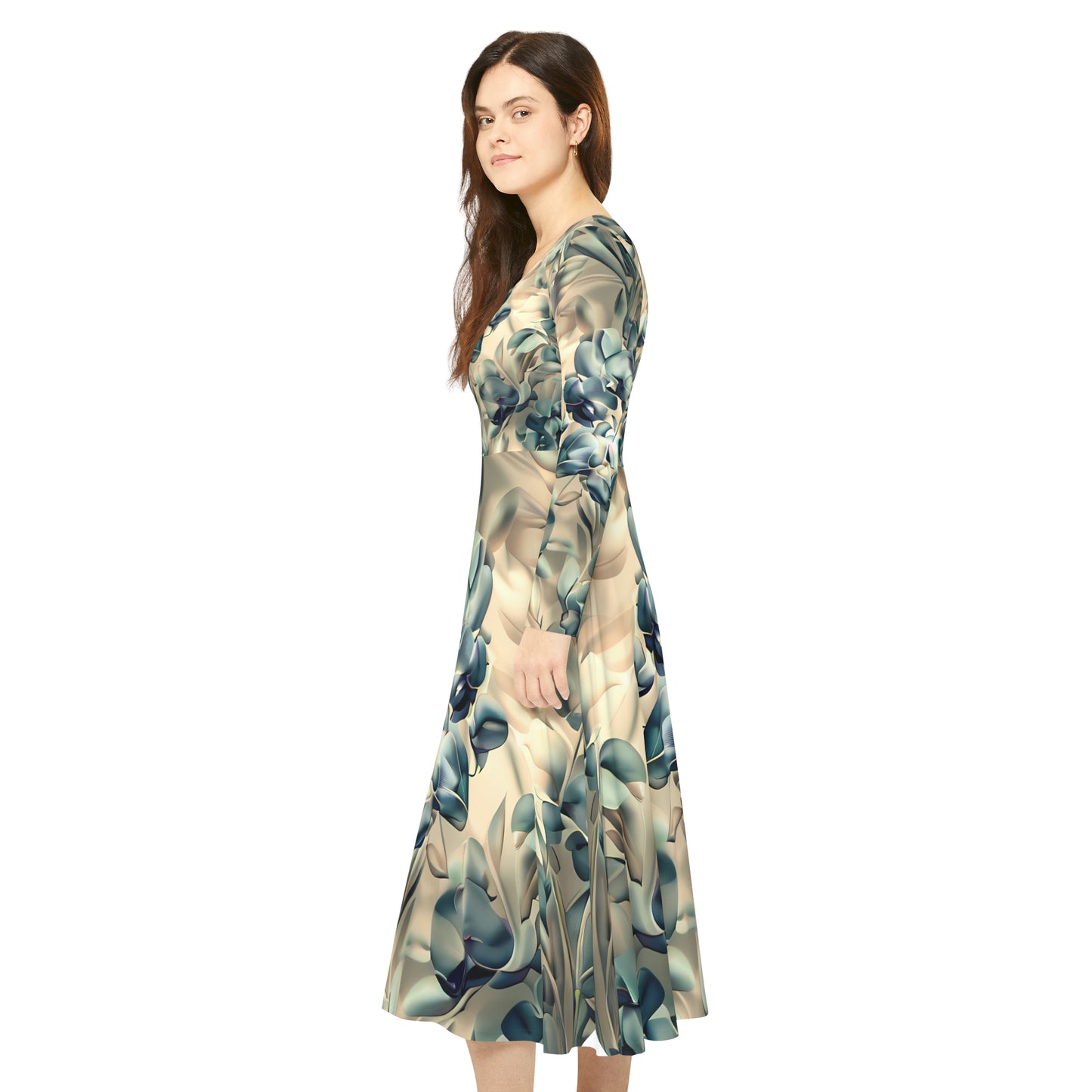 Fashion Women's Long Sleeve Dance Dress - Summer Womens Fashion from Milicia Excelsa Flowers Design