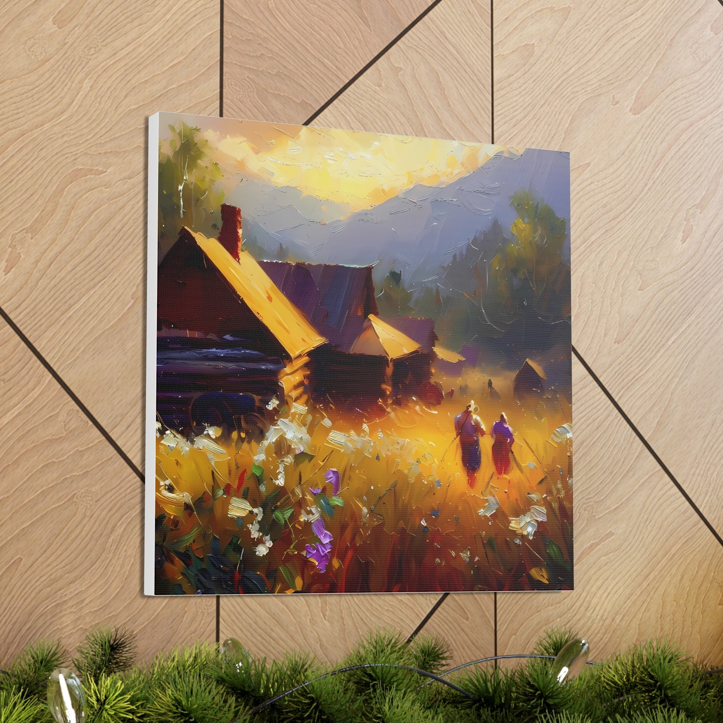 Unique Landscape Wall Art Canvas Gallery Wraps - Romantic Cottage Country Framed Canvas Wall Art