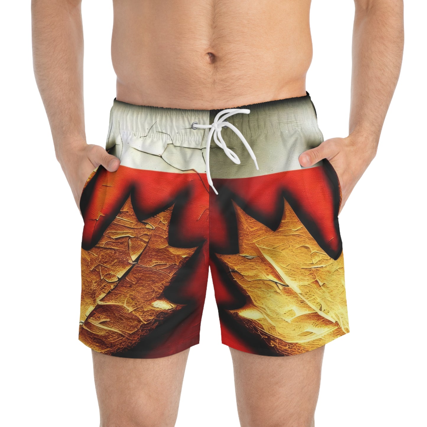 Vintage Rustic Fashion Mens Swim Trunks - Canadian Flag Maple Leaf Swim Shorts Mens