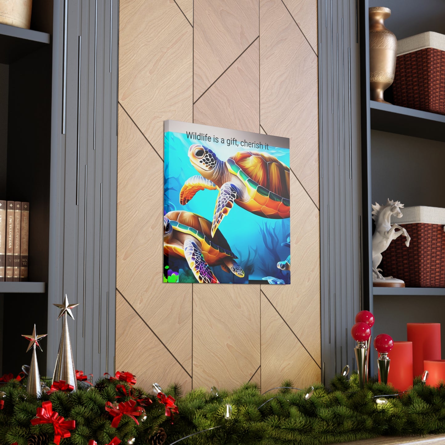 Unique 3D Wildlife Wall Art Canvas Gallery Wraps - Undersea Turtle Canvas Wall Art