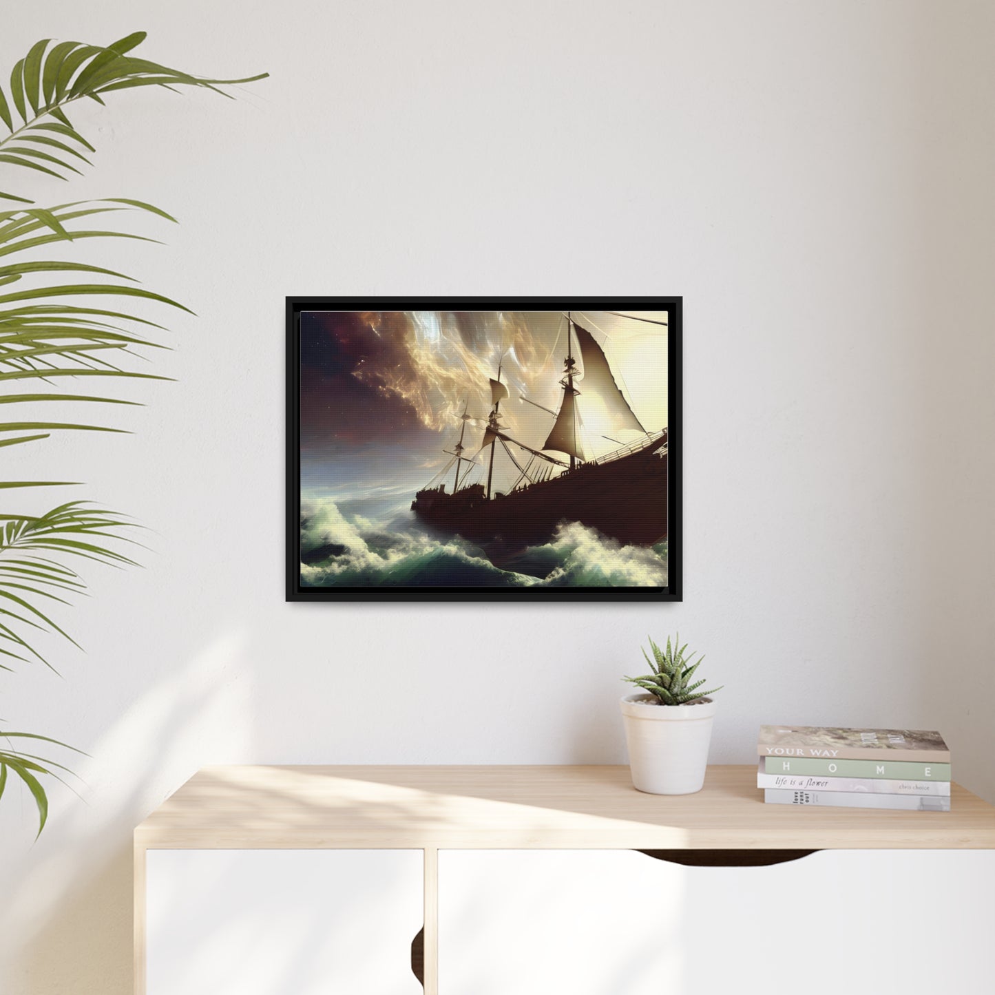 Matte Canvas Wall Art, Black Frame - Captains' Schooner - Fathers Day Gift Item Special