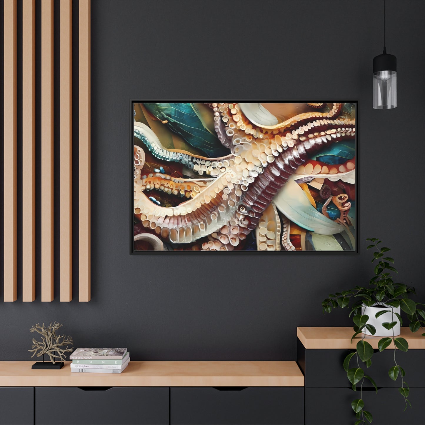 Home Decor - Matte Canvas Wall Art, Black Frame - Octopus - Gift Item Special