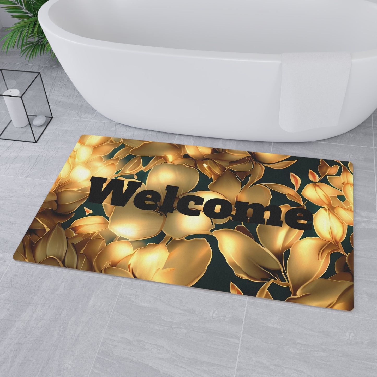Golden Welcome Floral Floor Mat - Floor Mat The Ultimate Protection for Your Floor