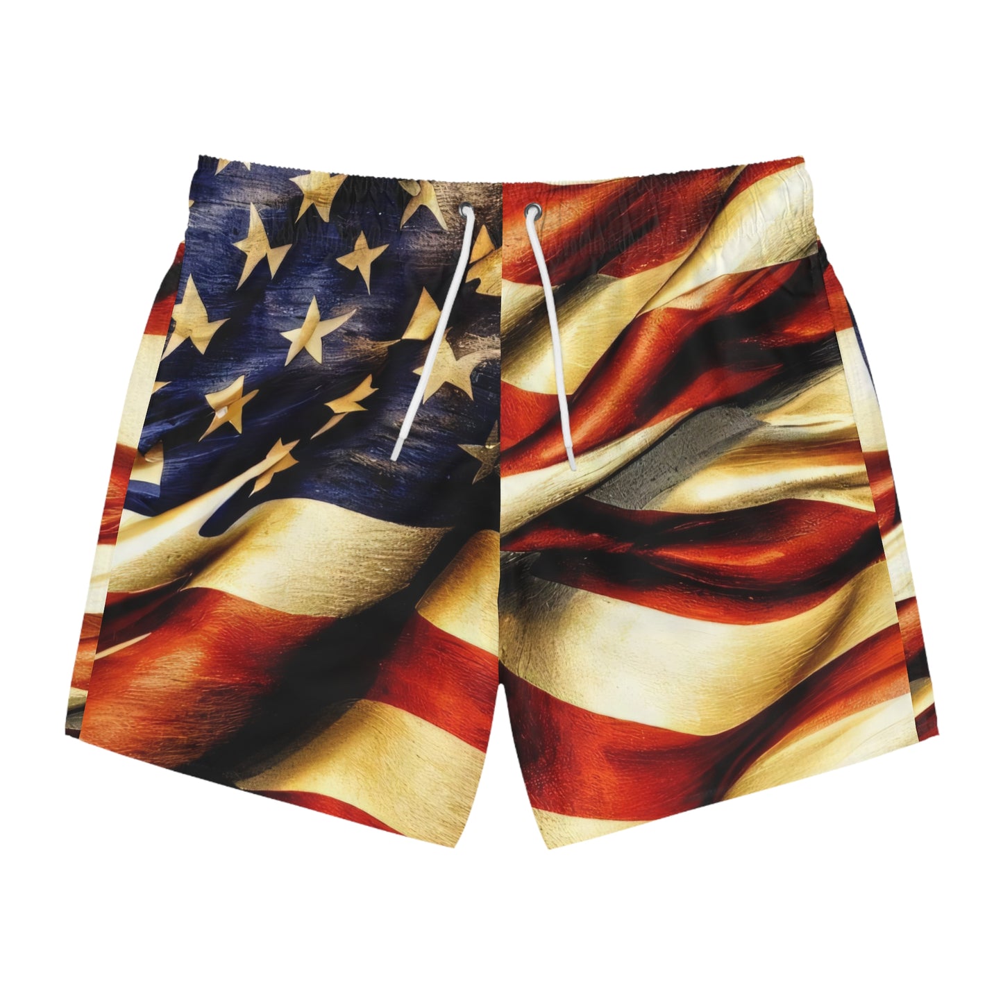 Vintage Rustic Fashion Mens Swim Trunks - American Flag Swim Shorts Mens