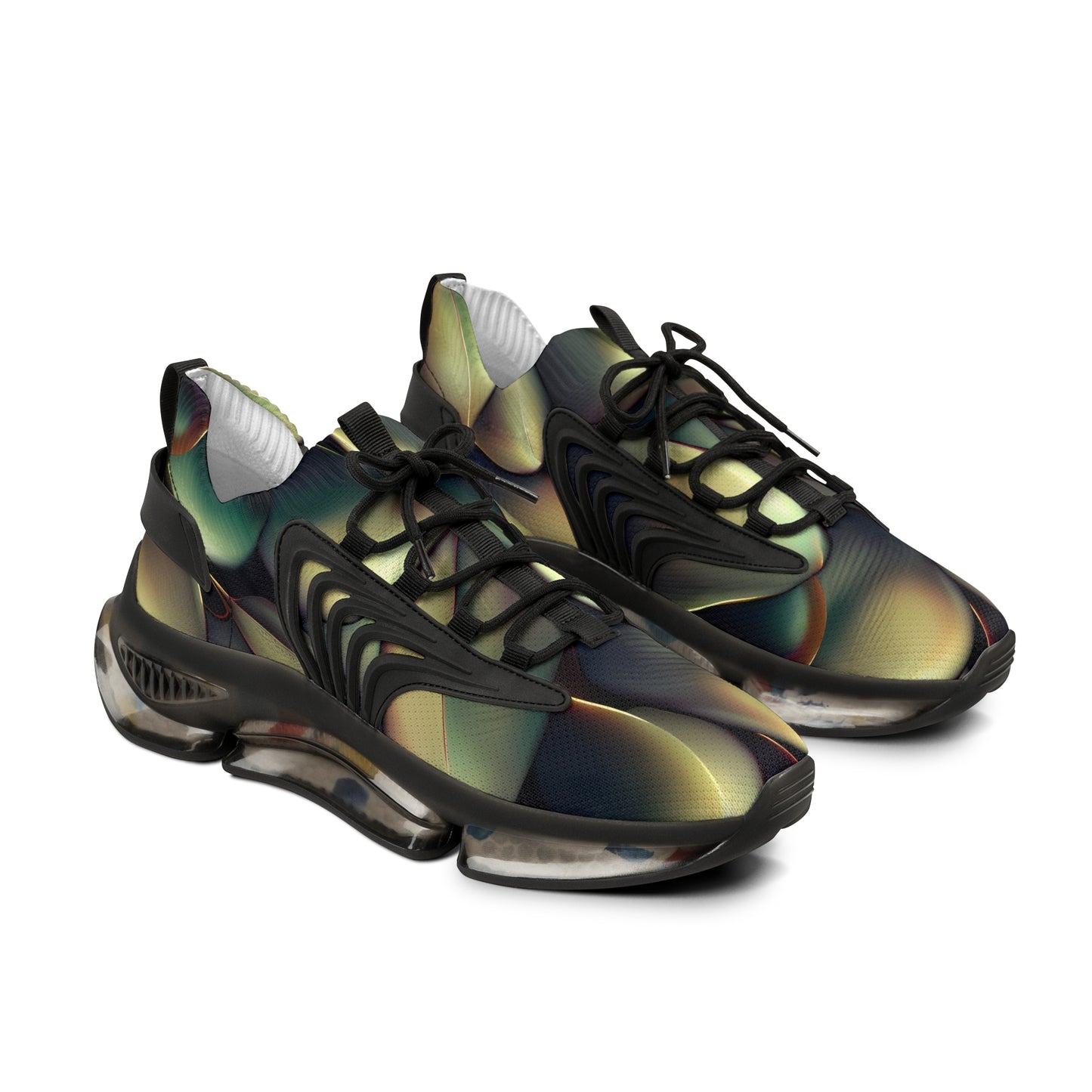 All Over Print Men's Mesh Sneakers - Ficus Platyphylla Patterns Mens Fashion Sneakers