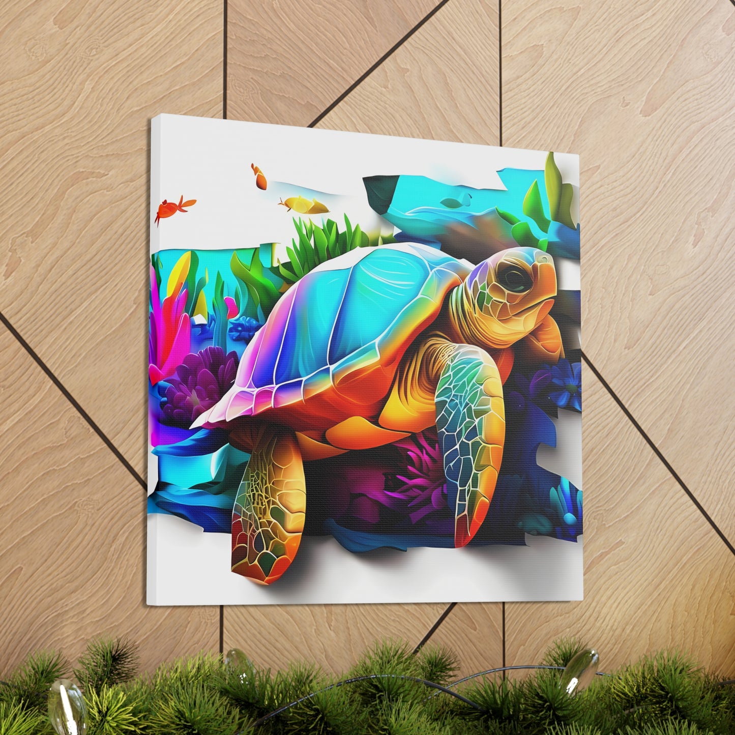 Unique 3D Wildlife Wall Art Canvas Gallery Wraps - Undersea Turtle Canvas Wall Art