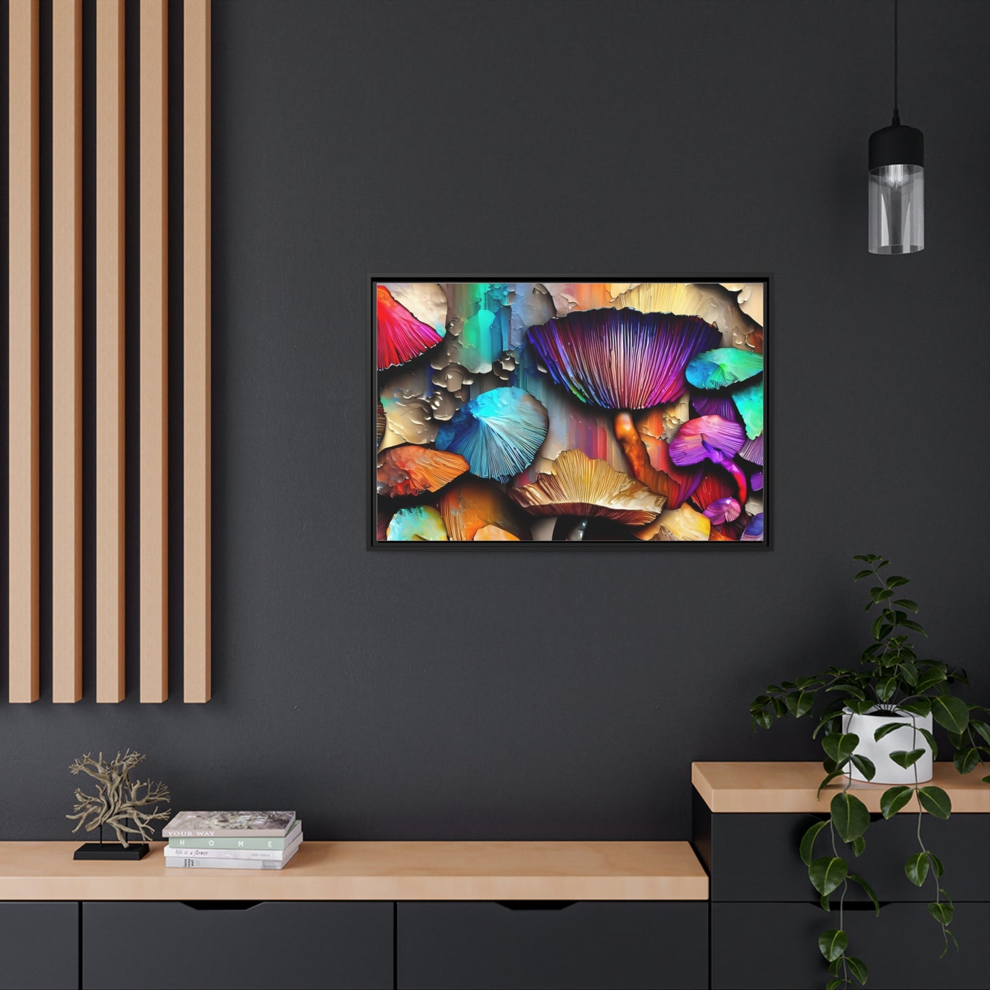 Home Decor - Matte Canvas Wall Art, Black Frame - Wildshrooms - Fathers Day Gift Item Special