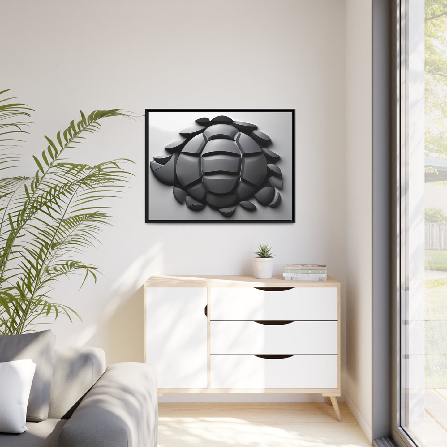 Home Decor - Matte Canvas Wall Art, Black Frame - Turtleback - Fathers Day Gift Item Special
