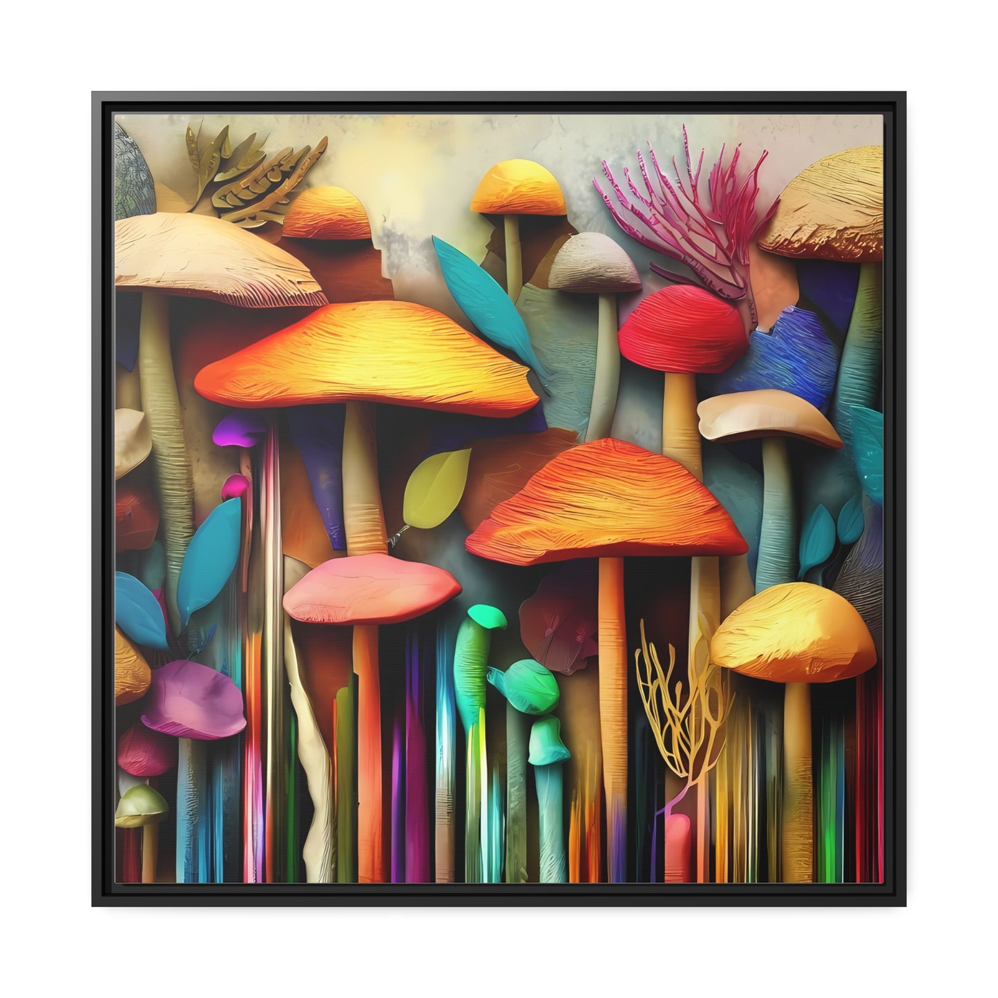 Matte Canvas Wall Art, Black Frame - Wildshrooms - Fathers Day Gift Item Special