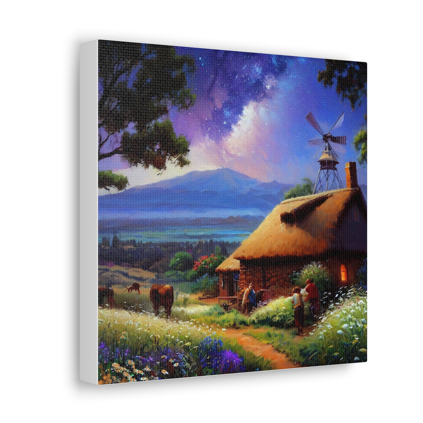 Large Landscape Wall Art Canvas Gallery Wraps - Romantic Cottage Country Framed Canvas Wall Art