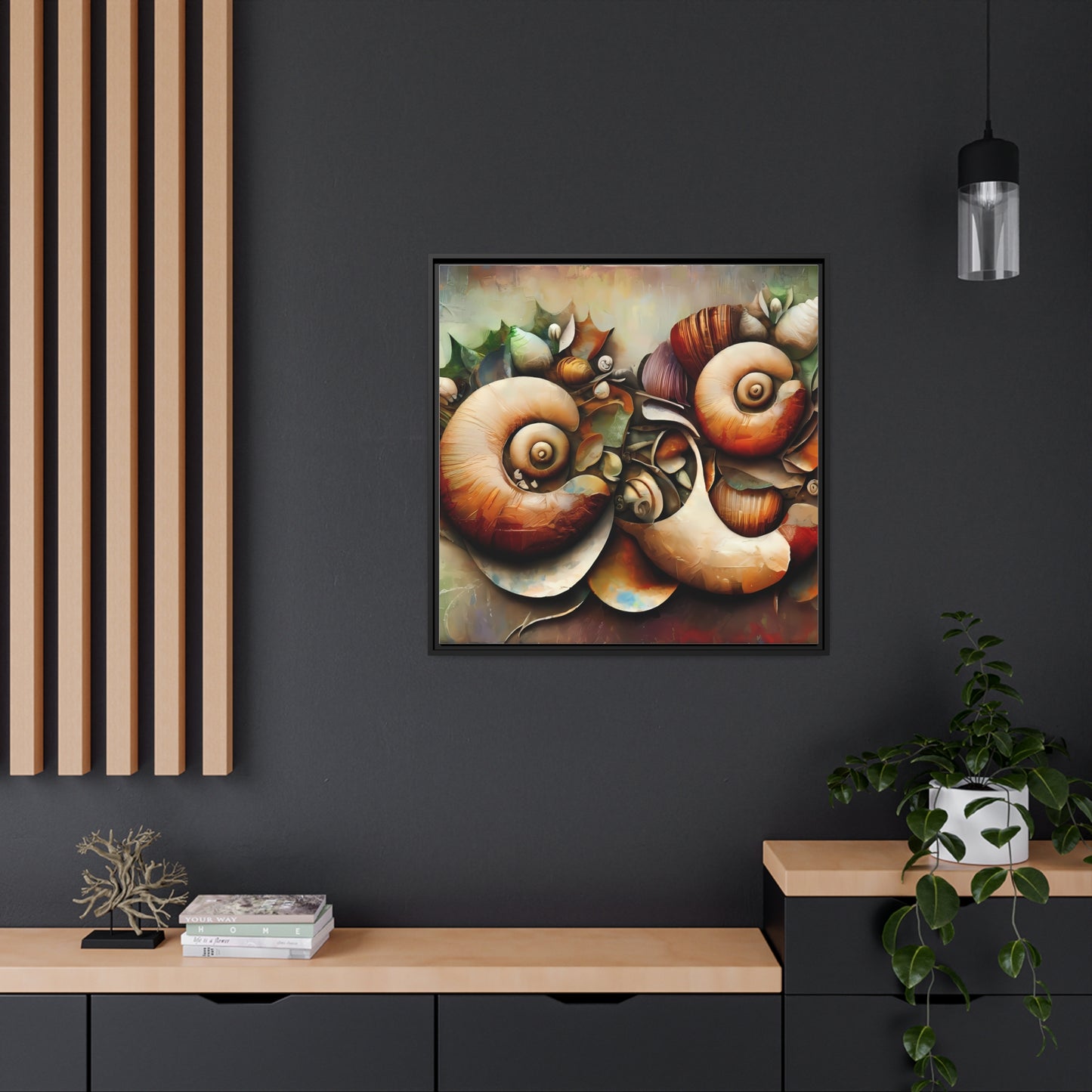 Home Decor - Matte Canvas Wall Art, Black Frame - Seashells - Gift Item Special