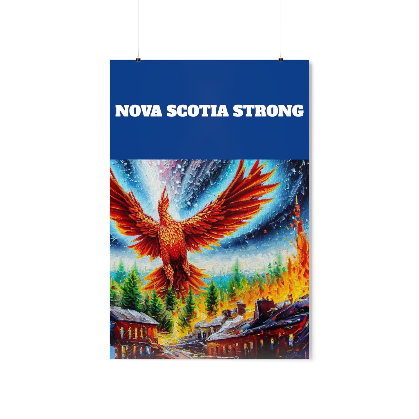 Unique Vintage Wall Art Poster - Premium Matte Vertical Vintage Nova Scotia Strong Phoenix Rising Poster