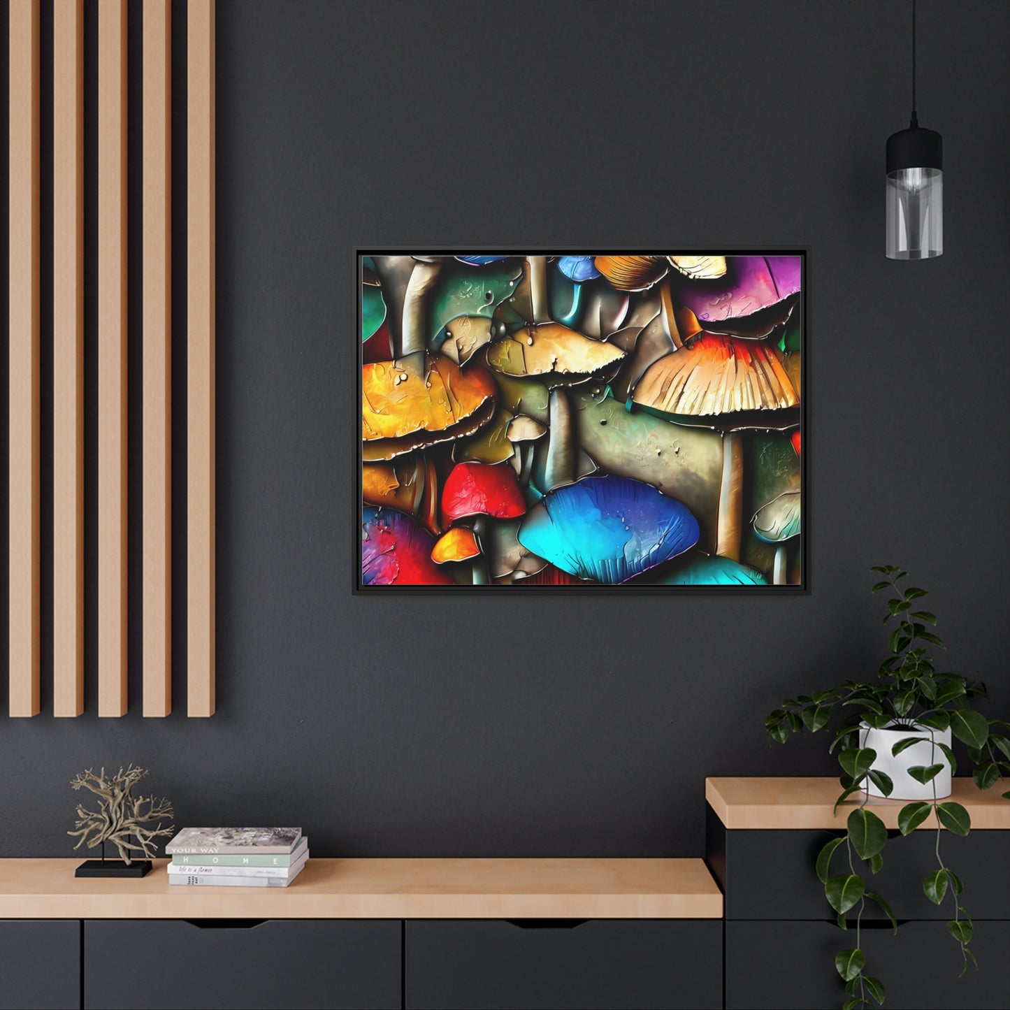 Matte Canvas Wall Art, Black Frame - Wildshrooms - Fathers Day Gift Item Special