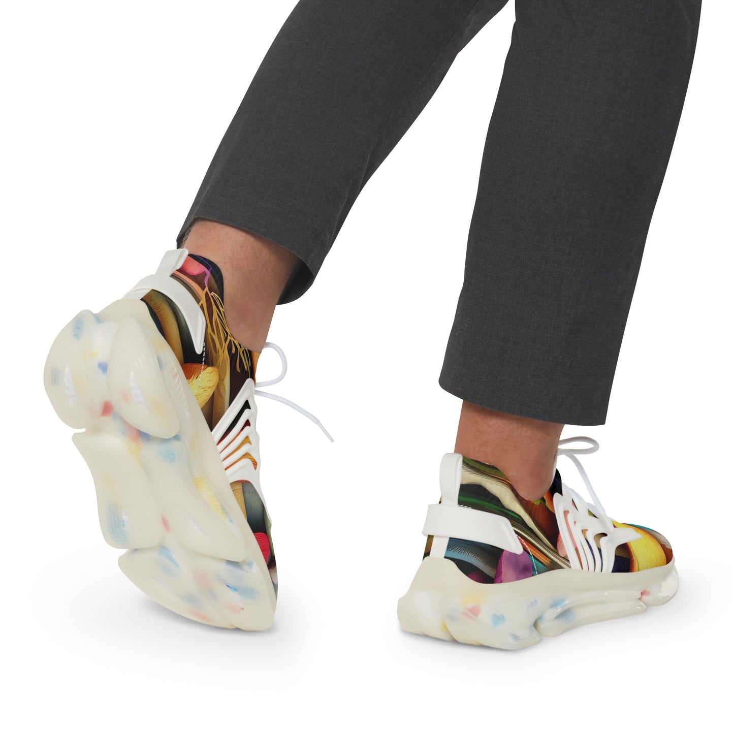 All Over Print Men's Mesh Sneakers - Mushrooms Pattern Mens Fashion Sneakers